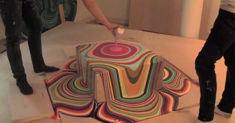 Hypnotic Time-Lapse Shows Psychedelic Result of Paint Poured Onto Blocks