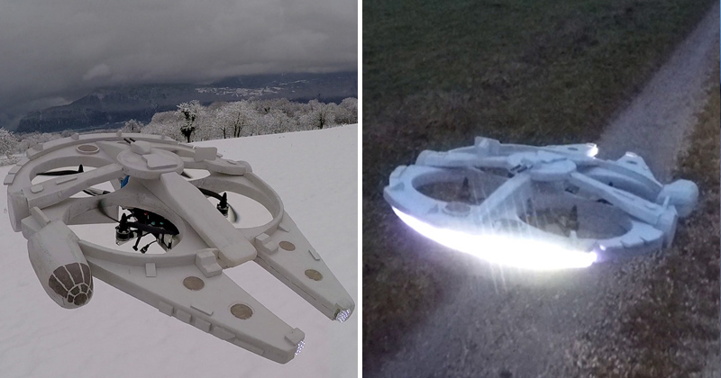 millennium falcon quadcopter Builder Turns Old Star Wars Speeder Bike Into Actual Flying Quadcopter