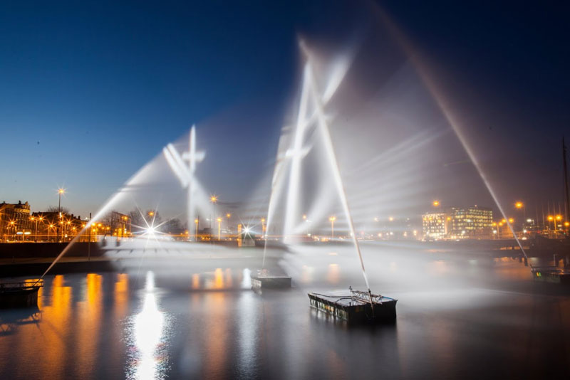Artists Recreate the Flying Dutchman Ghost Ship with Water and Light