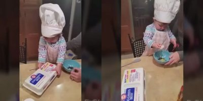 Baby Cracks a Perfect Egg on Her First Try Ever