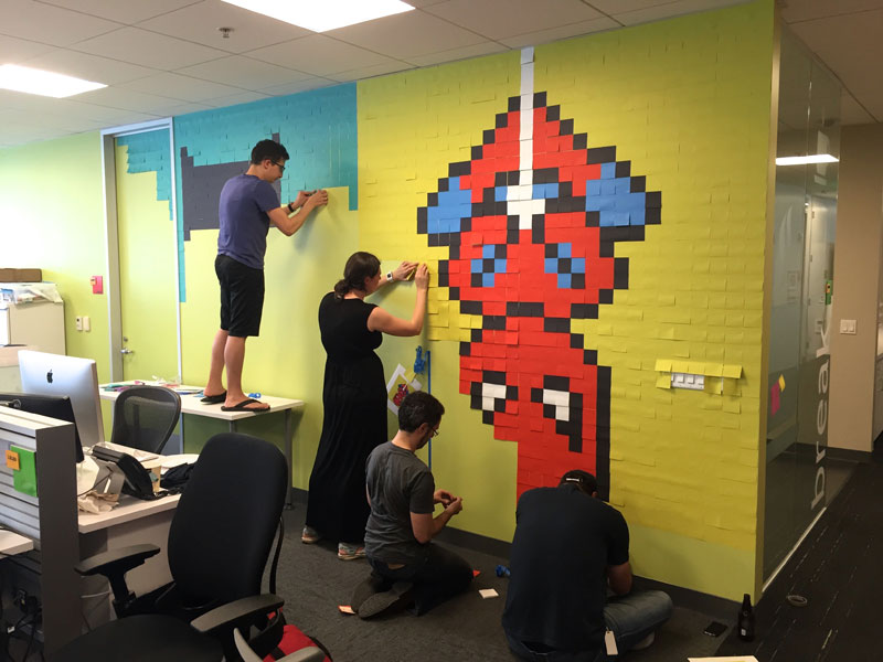 Employee Uses Post-Its to Turn Drab Office Walls Into Giant Superhero Murals (11)