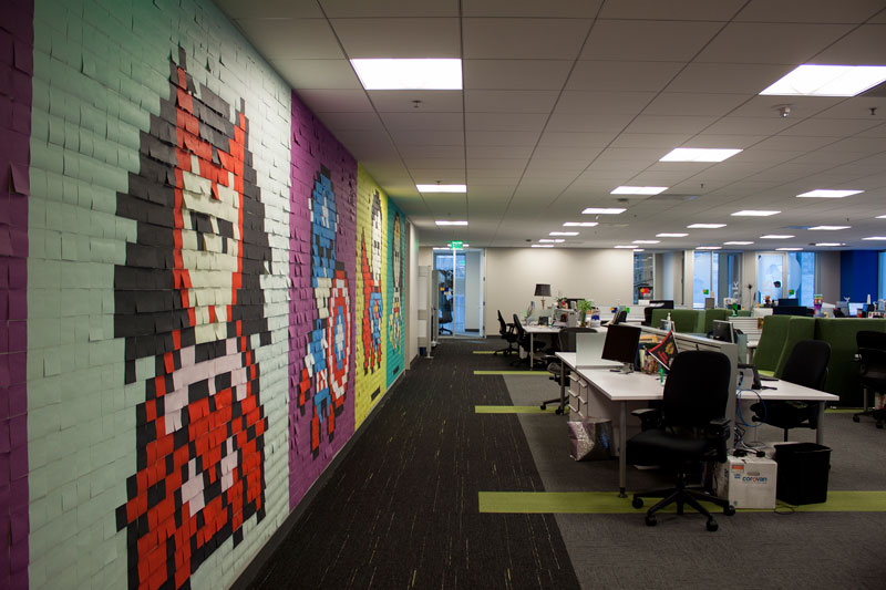 Employee Uses Post-Its to Turn Drab Office Walls Into Giant Superhero Murals (16)