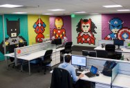 Employee Uses 8,024 Post-Its to Turn Drab Office Walls Into Giant Superhero Murals