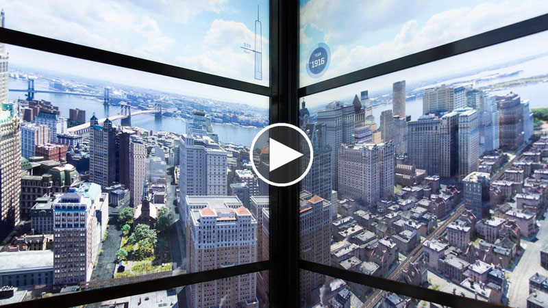 Elevator Walls Show the Evolution of New York's Skyline as You Ride to the 102nd Floor of 1 WTC