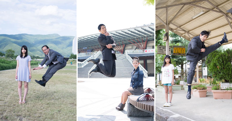 This Series of Japanese Businessmen Jumping Beside their Daughters is Perfect