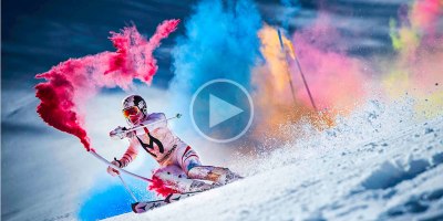 Skier Explodes with Color in Awesome Slalom Run