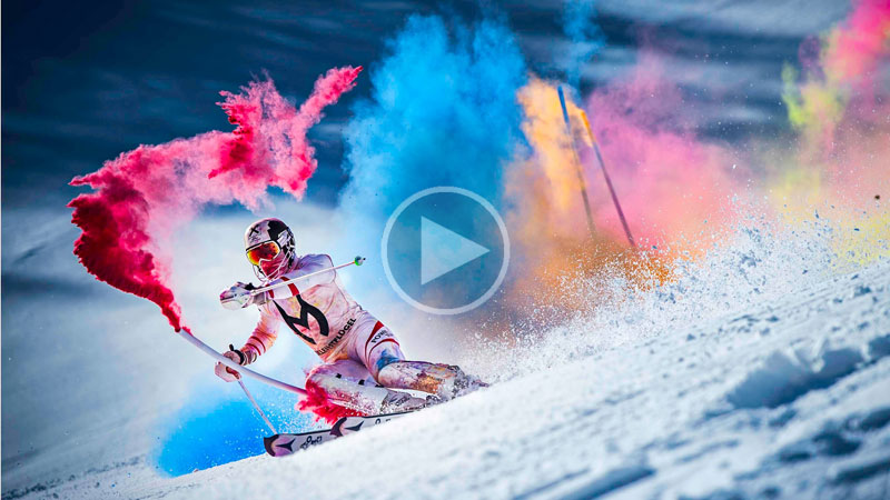 Skier Explodes with Color in Awesome Slalom Run