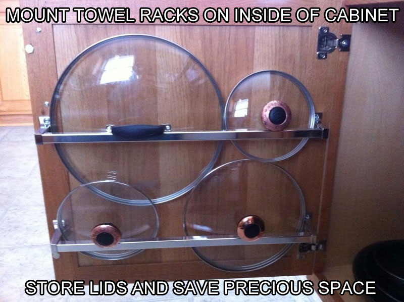 tower rack pot lid holder life hack kitchen The 55 Most Useful Life Hacks Ever