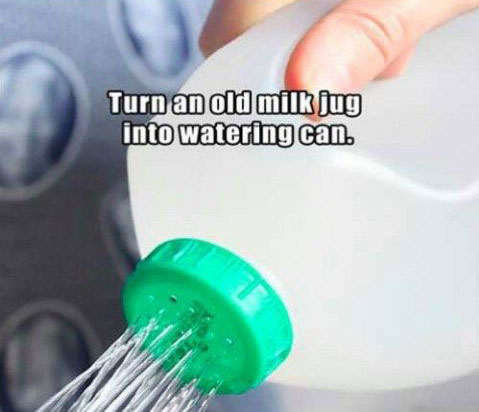 turn and old milk jug into a watering can The 55 Most Useful Life Hacks Ever