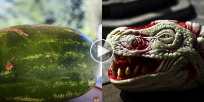 Artist Transforms Watermelon Into Dragon's Head