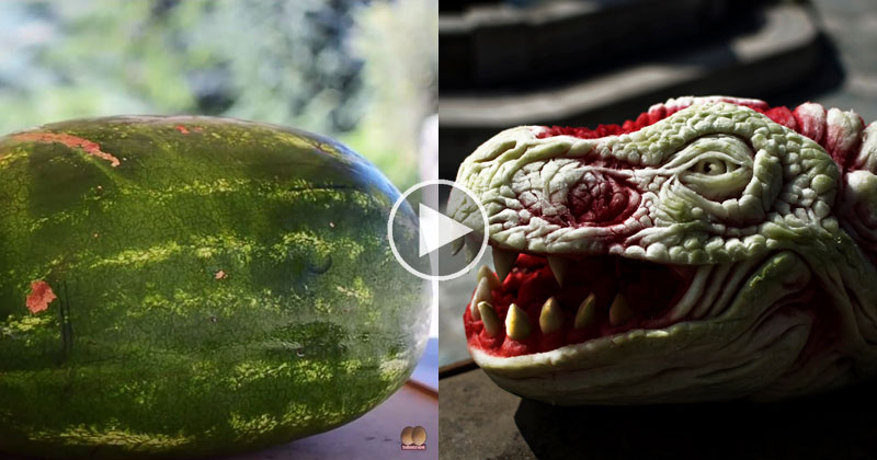 Artist Transforms Watermelon Into Dragon's Head