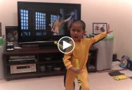 ‘Bruce Lee’ Kid Perfectly Recreates His Idol’s Famous Nunchaku Scene