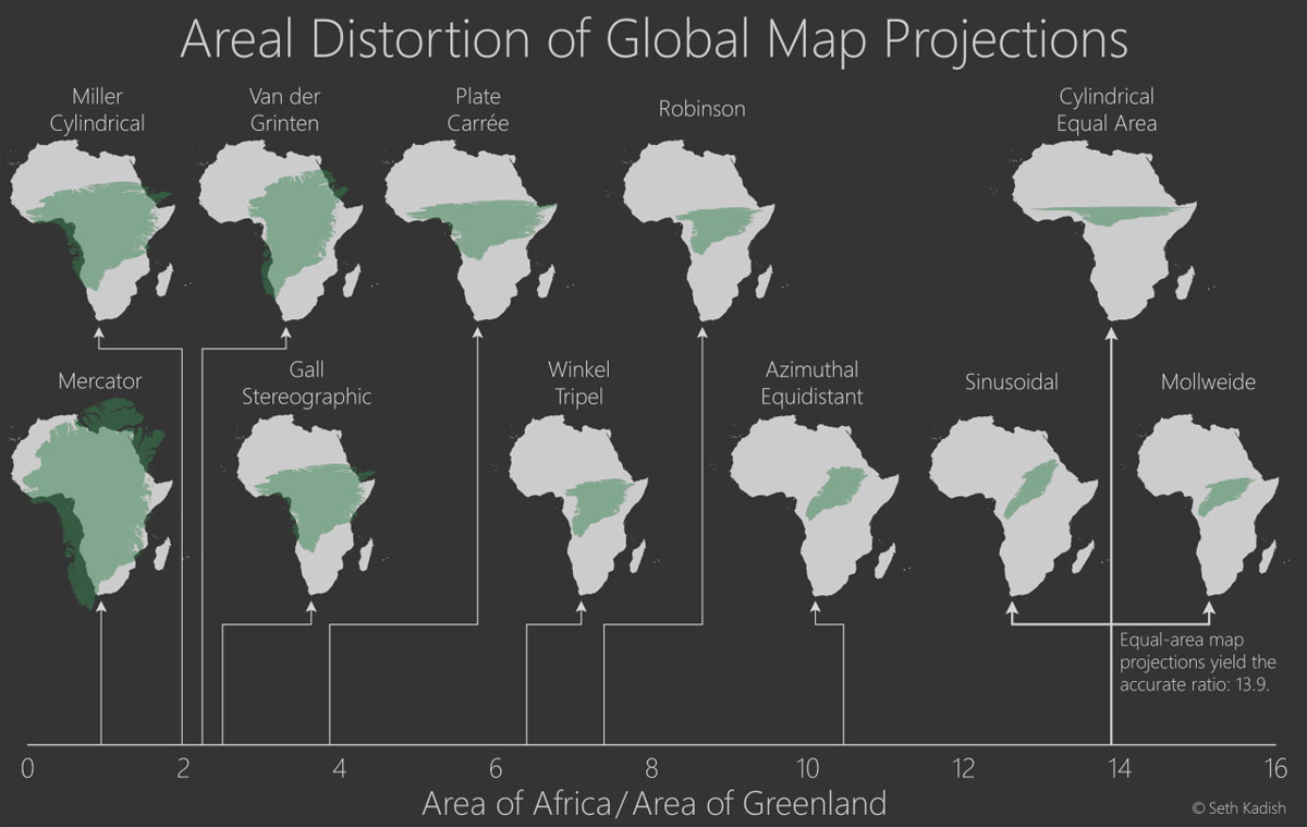 areal distortion of global map projections 32 Maps That Will Teach You Something New About the World