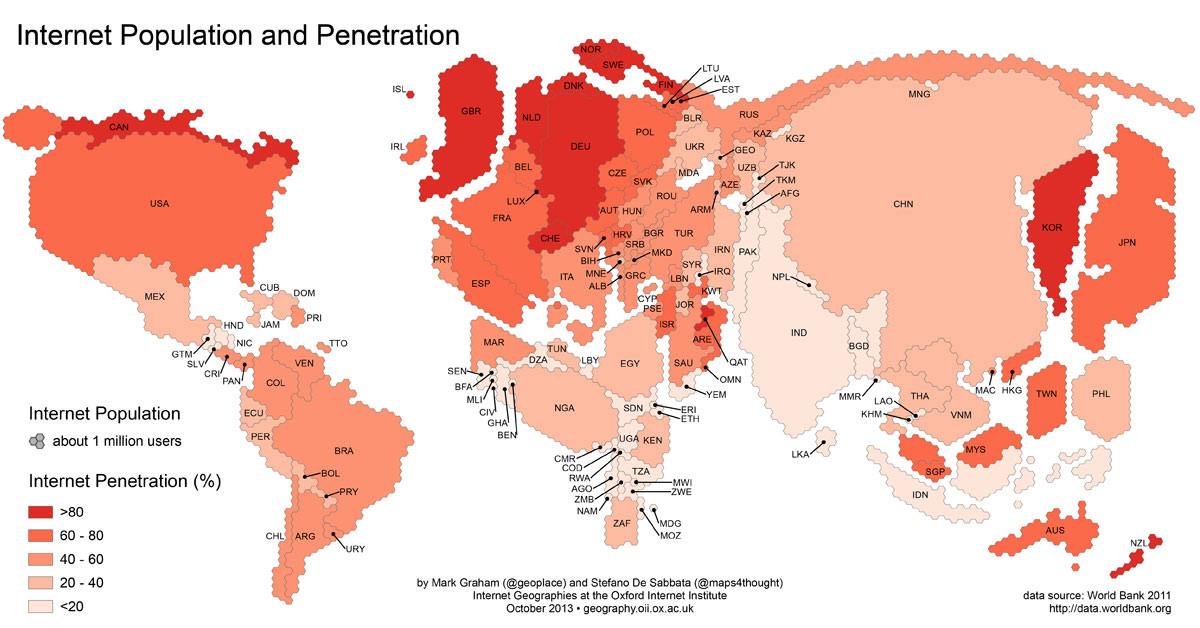 internet population and penetration around the globe 32 Maps That Will Teach You Something New About the World
