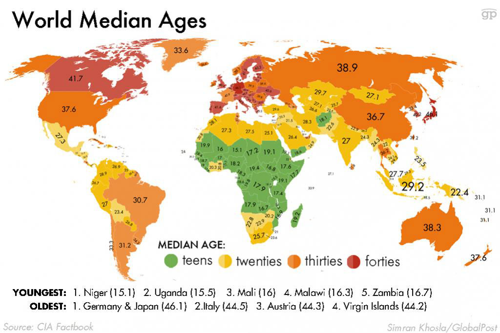 median ages around the world 32 Maps That Will Teach You Something New About the World