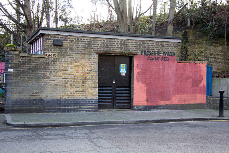 Street Artist mobstr and City Worker Have Year Long Exchange on Red Wall in London (26)