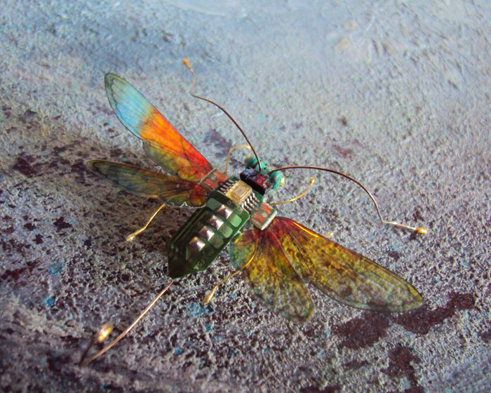 winged insects made from discarded electronics (2)