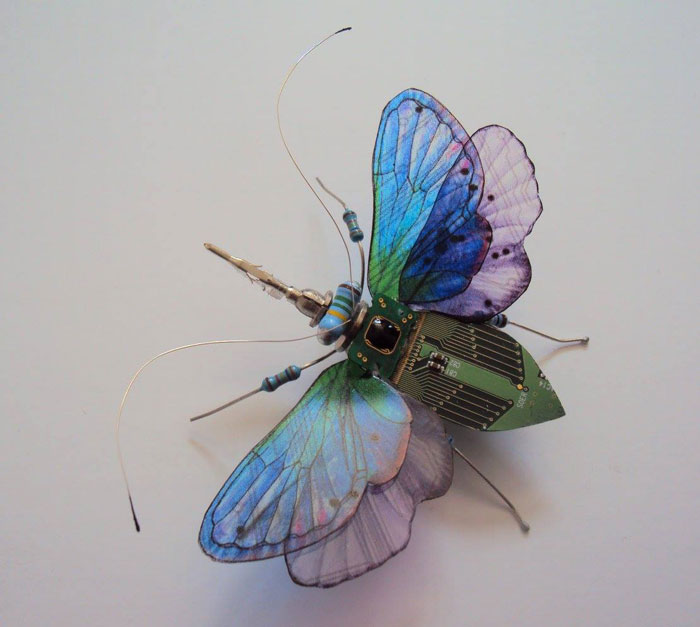 Artist Turns Discarded Electronics Into Amazing Winged Insects ...