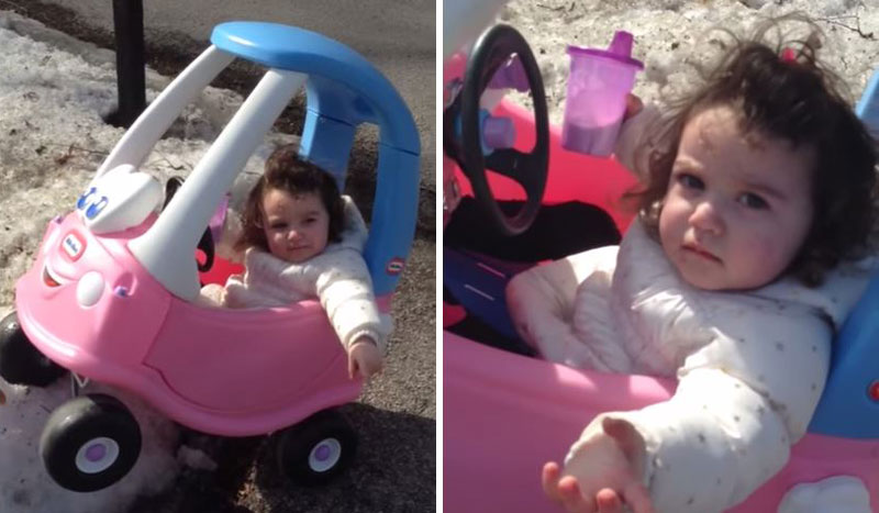 Dad Busts Daughter for Drinking and Driving in Her Toy Car