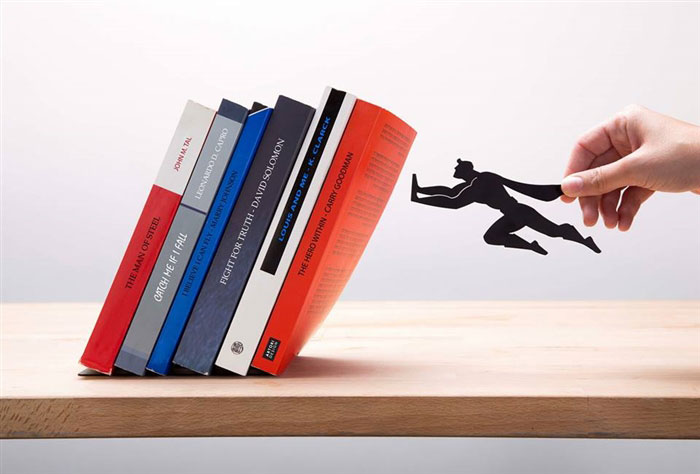 Floating Bookshelves Held Up By Superheroes  by artori design (3)