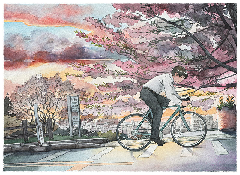 bicycle boy watercolor series by Mateusz Urbanowicz (10)