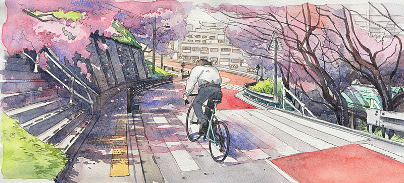 bicycle boy watercolor series by Mateusz Urbanowicz (2)