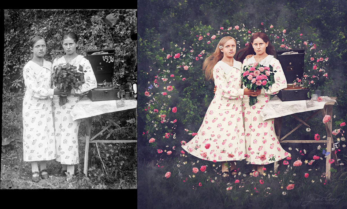jane long colorizes old photos and adds a surreal twist to them (11)