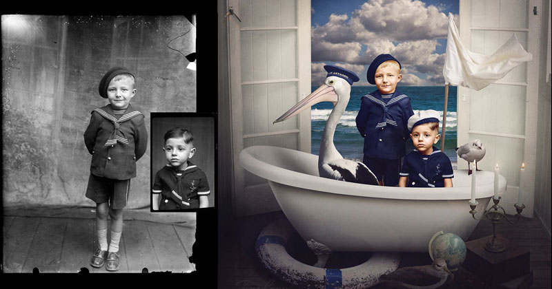 Jane Long Colorizes Old Photos and Adds a Surreal Twist to Them