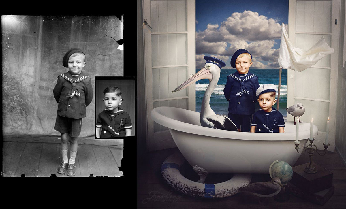 jane long colorizes old photos and adds a surreal twist to them (5)