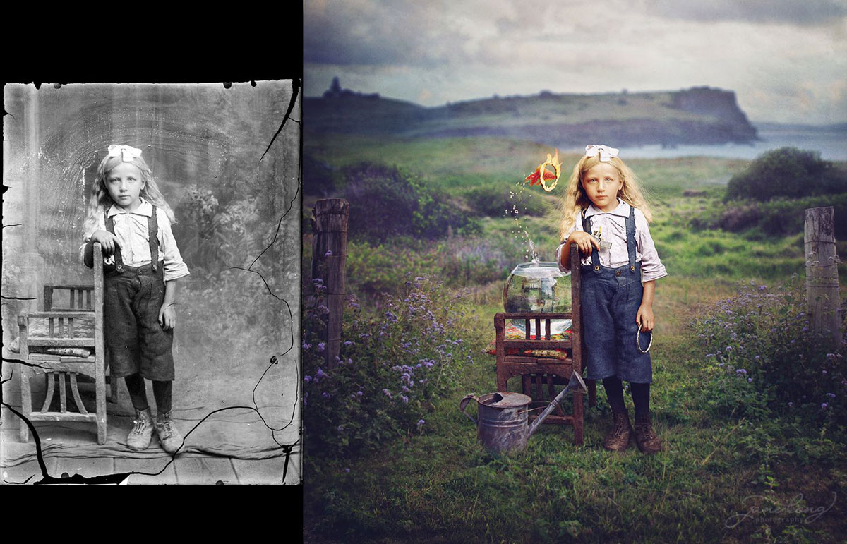 jane long colorizes old photos and adds a surreal twist to them (9)
