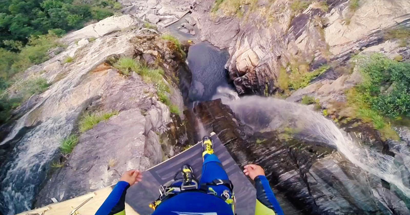 Laso Schaller Sets World Record for Cliff Jumping—at 58.8 Meters (193 ft)