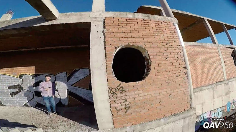 Unreal First-Person View of a Drone Flying Through an Abandoned Building