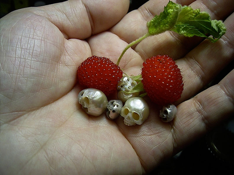 Shinji Nakaba Carves Amazing Miniature Skulls Out of Pearls