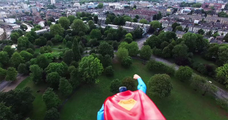 Guy Attaches Superman Action Figure to Drone and Makes a Hero Cam