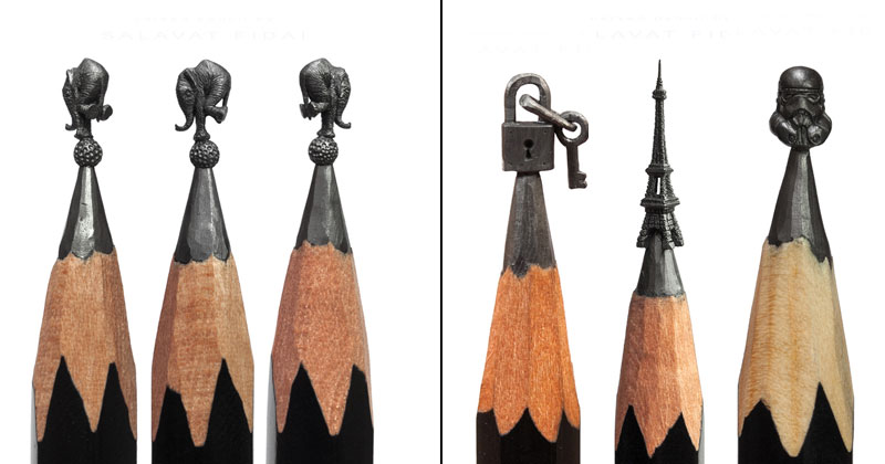 Miniature Sculptures Carved Onto the Tips of Pencils (21 Photos)