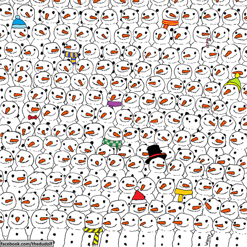 can you spot the panda in this snowman pic by dudolf