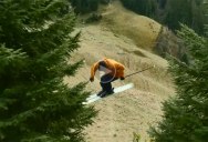 Candide Thovex Skis Down a Snowless Mountain