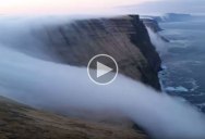 Fog Rolls Over Cliff Like a Waterfall