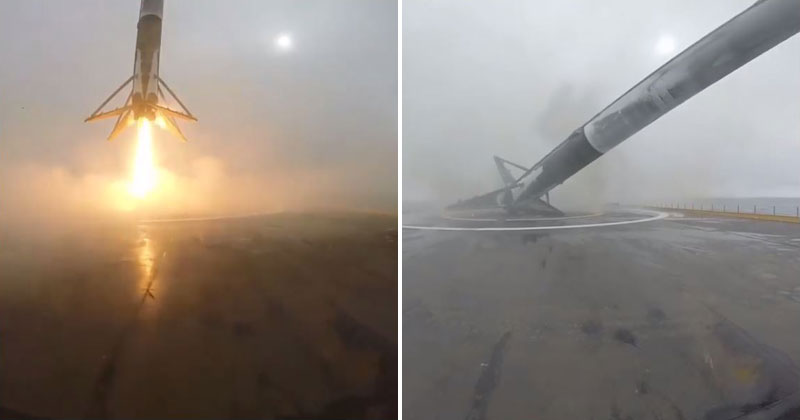 Elon Musk Shares Close-Up of SpaceX Rocket Landing, Tipping and Exploding