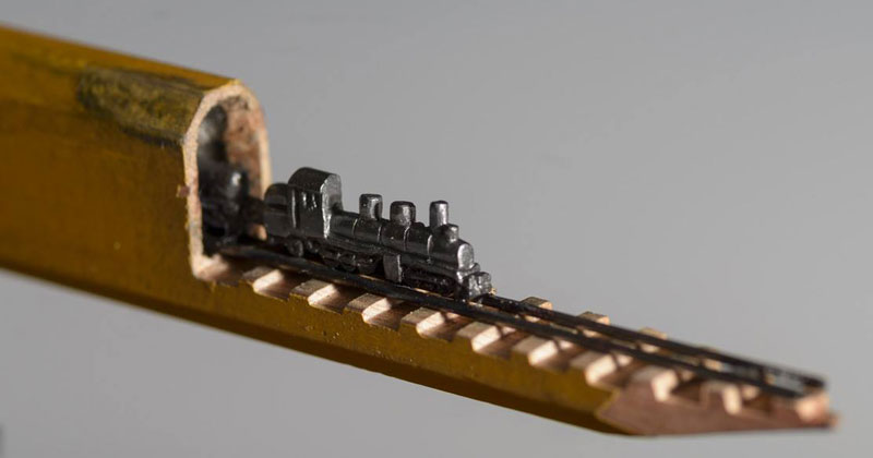 Cindy Chinn Carves Miniature Trains Out of Carpenter Pencils
