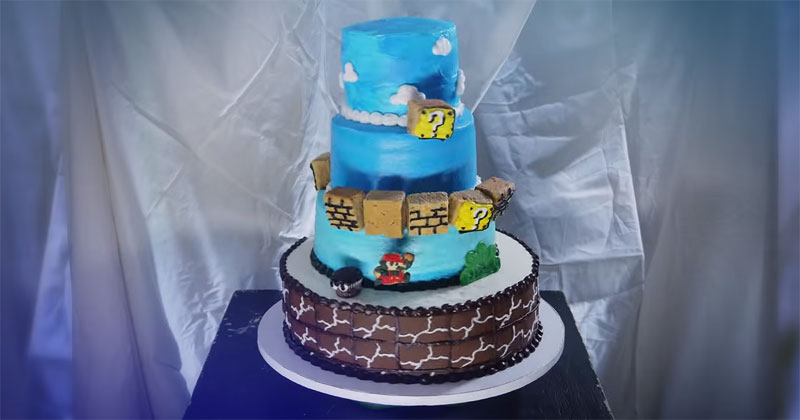 Just a Super Mario Stop Motion Cake of Level 1-1