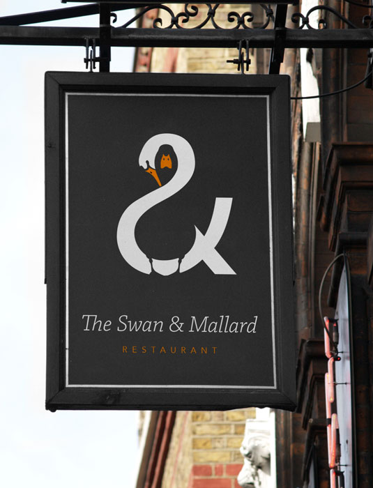 swan and mallard restaurant logo 2 15 Logos That Found a Creative Use for Negative Space