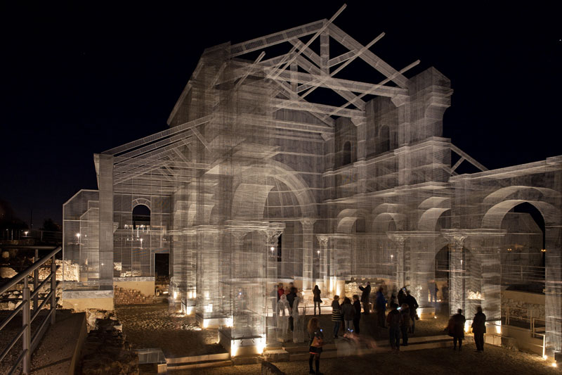 Artist Resurrects Ancient Building Site with Incredible Wire Mesh Installation