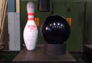 Hydraulic Press vs. Bowling Pin and Bowling Ball