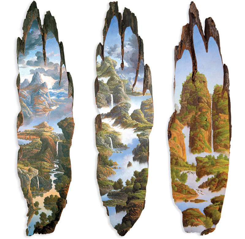 oil paintings on fallen logs by Alison Moritsugu (12)