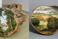Alison Moritsugu Paints Idyllic Landscapes on Fallen Logs