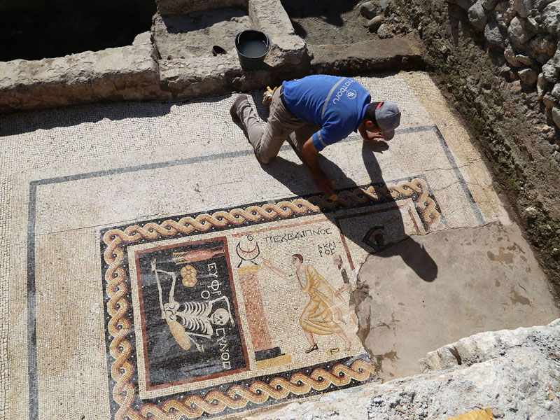 2200-Year-Old  Skeleton Mosaic That Says Be Cheerful, Live Your Life Discovered in Turkey (1)