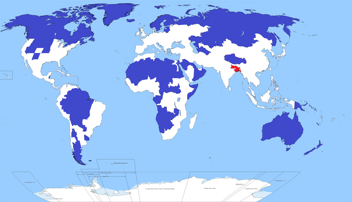 5 percent of world population lives in blue shaded region another 5 percent in red region 5% of the World Lives in the Blue Shaded Regions. Another 5% Lives in the Red