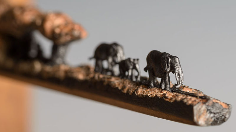 elephant herd carved into pencil by cindy chinn (2)