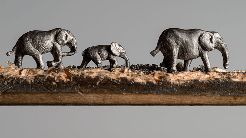 elephant herd carved into pencil by cindy chinn (6)